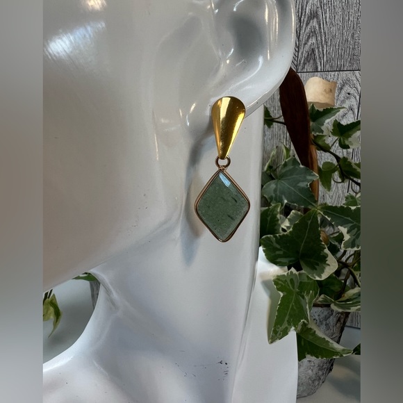 Stone Dangle Earrings- Lapis Lazuli Trendy Earrings- Aventurine Earrings - Picture 12 of 16